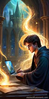 Potter using computer